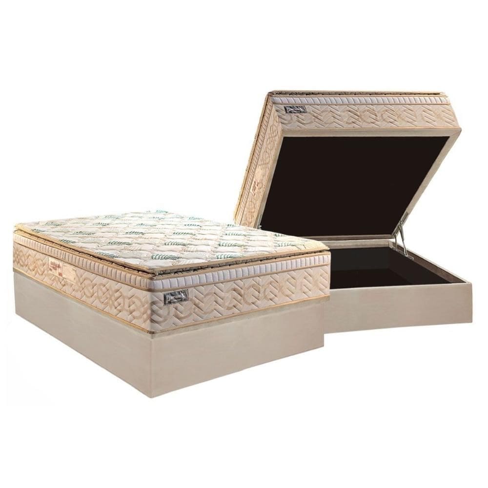 Cama Box Baú Casal: Colchão Molas Molas Ensacadas Ensacadas Paropas Eco Bamboo + Base CRC Suede Clean (138x188)