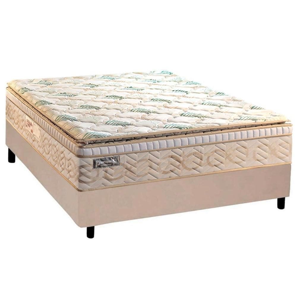 Cama Box Casal: Colchão Molas Molas Ensacadas Ensacadas Paropas Eco Bamboo + Base CRC Suede Clean (138x188)