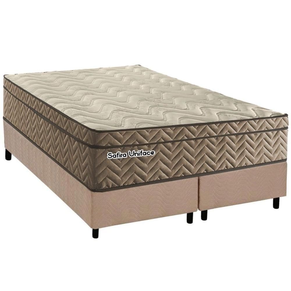 Cama Box Queen: Colchão Molas Molas Ensacadas Ensacadas Paropas Safira Uniface + Base CRC Suede Clean (158x198)