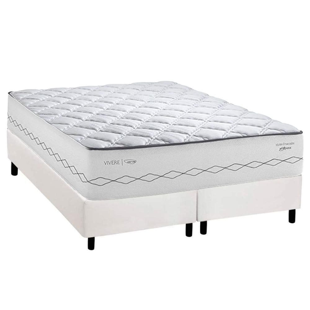 Cama Box Queen: Colchão Molas Molas Ensacadas Ensacadas Herval C1721 + Base CRC Corano White (158x198)