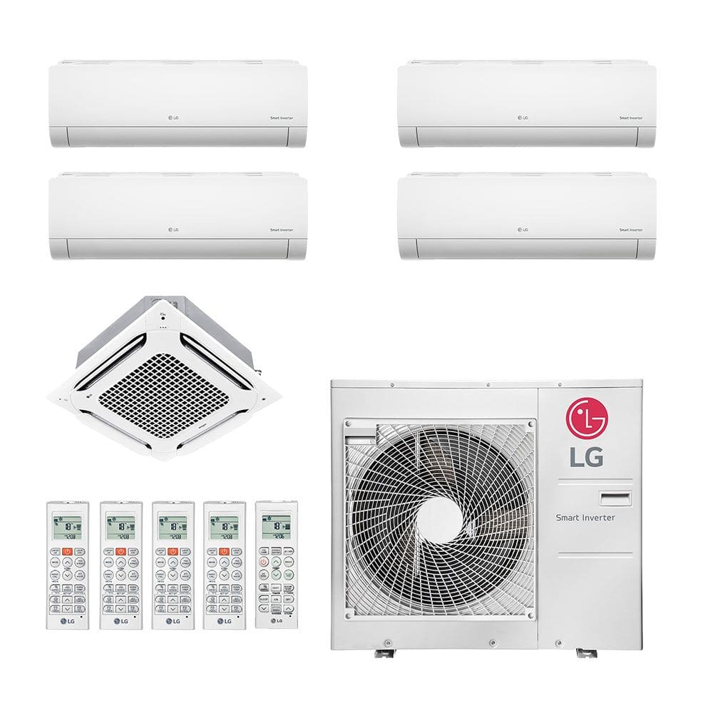 Ar-Condicionado Multi Split Inverter LG 48.000 (3x Evap HW 9.000 + 1x Evap HW 18.000 + 1x Evap Cassete 4 Vias 24.000) Quente/Frio 220V