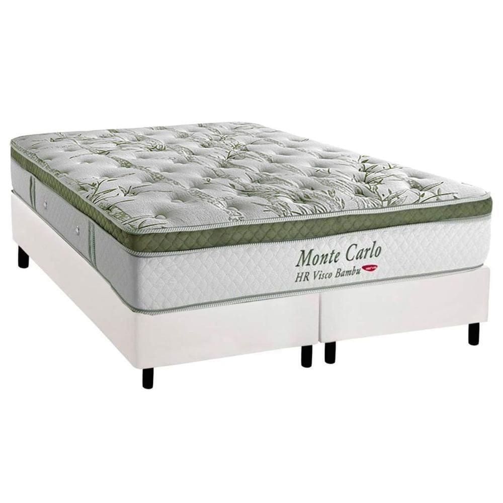 Cama Box Queen: Colchão Molas Ensacadas Herval Monte Carlo Visco + Base CRC Corano White (158x198)