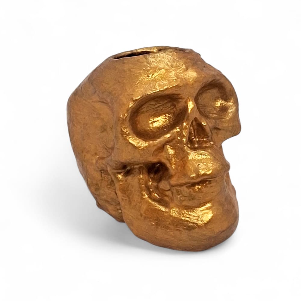 Porta Velas Pequeno de Caveira Dourada Detalhada 5 cm