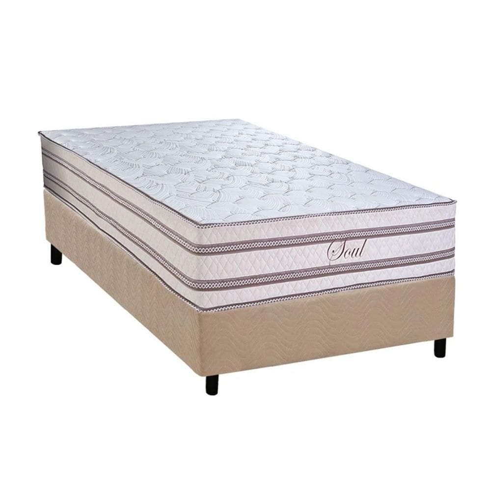 Cama Box Solteiro: Colchão Molas Molas Ensacadas Ensacadas Paropas Soul + Base CRC Suede Clean (88x188)
