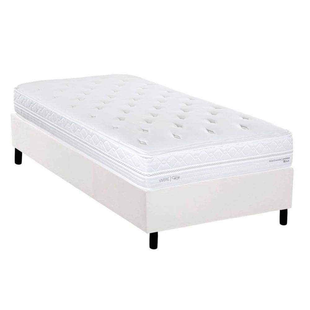 Cama Box Solteiro: Colchão Molas Molas Ensacadas Ensacadas Herval C1782 + Base CRC Corano White (88x188)