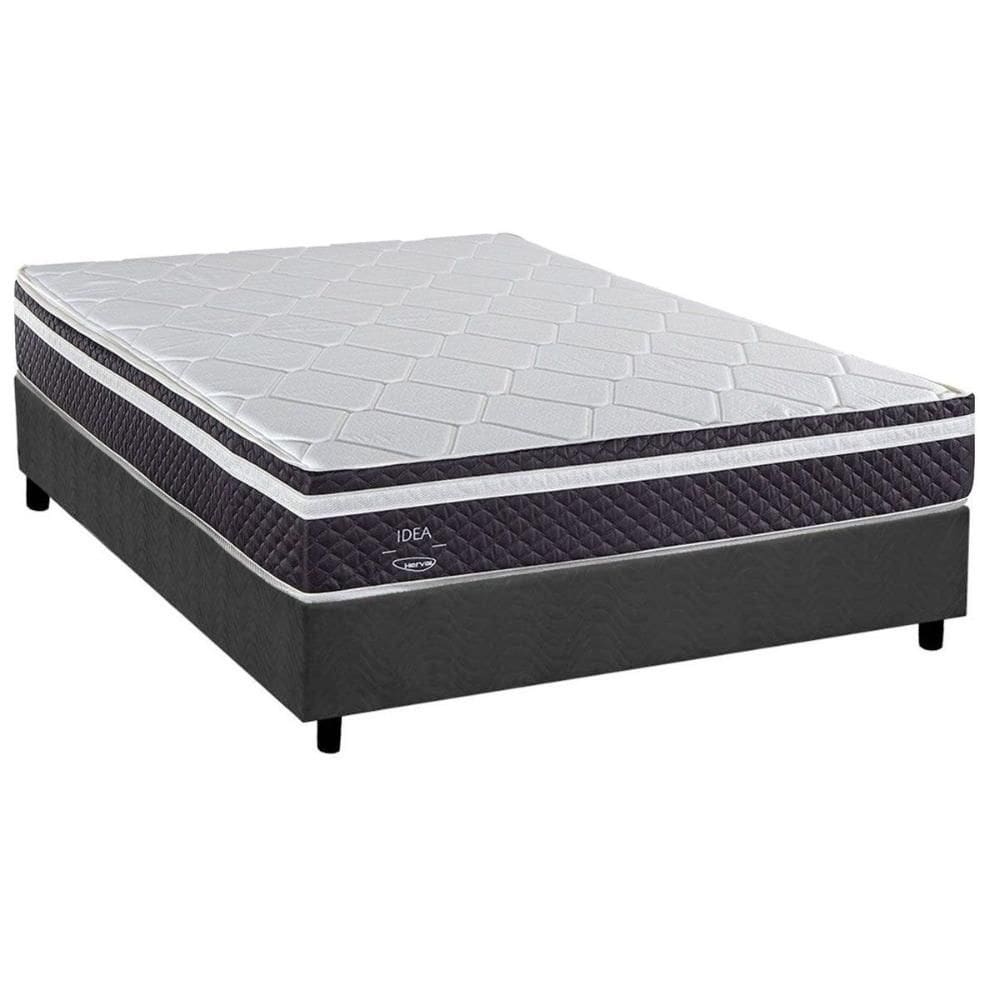 Cama Box Casal: Colchão Molas Molas Ensacadas Ensacadas Herval C1789 + Base CRC Suede Gray (138x188)