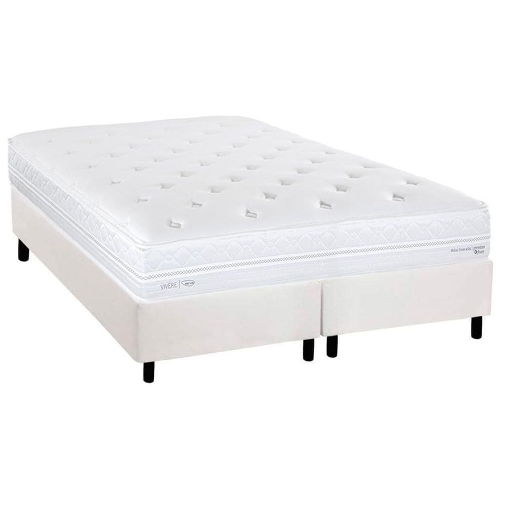 Cama Box Queen: Colchão Molas Molas Ensacadas Ensacadas Herval C1782 + Base CRC Corano White (158x198)