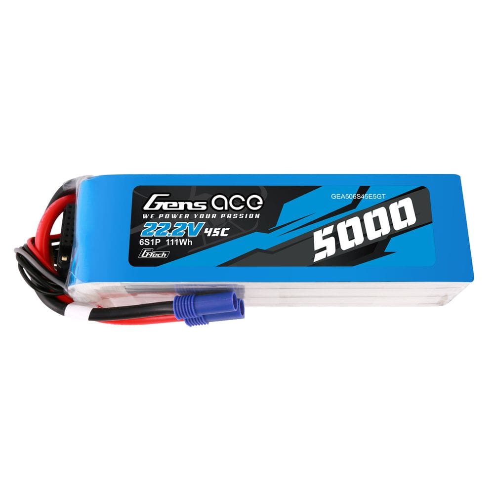 Bateria Gens Ace 22.2V 5000Mah 45C 6S Lipo G-Tech Ec5 Plug