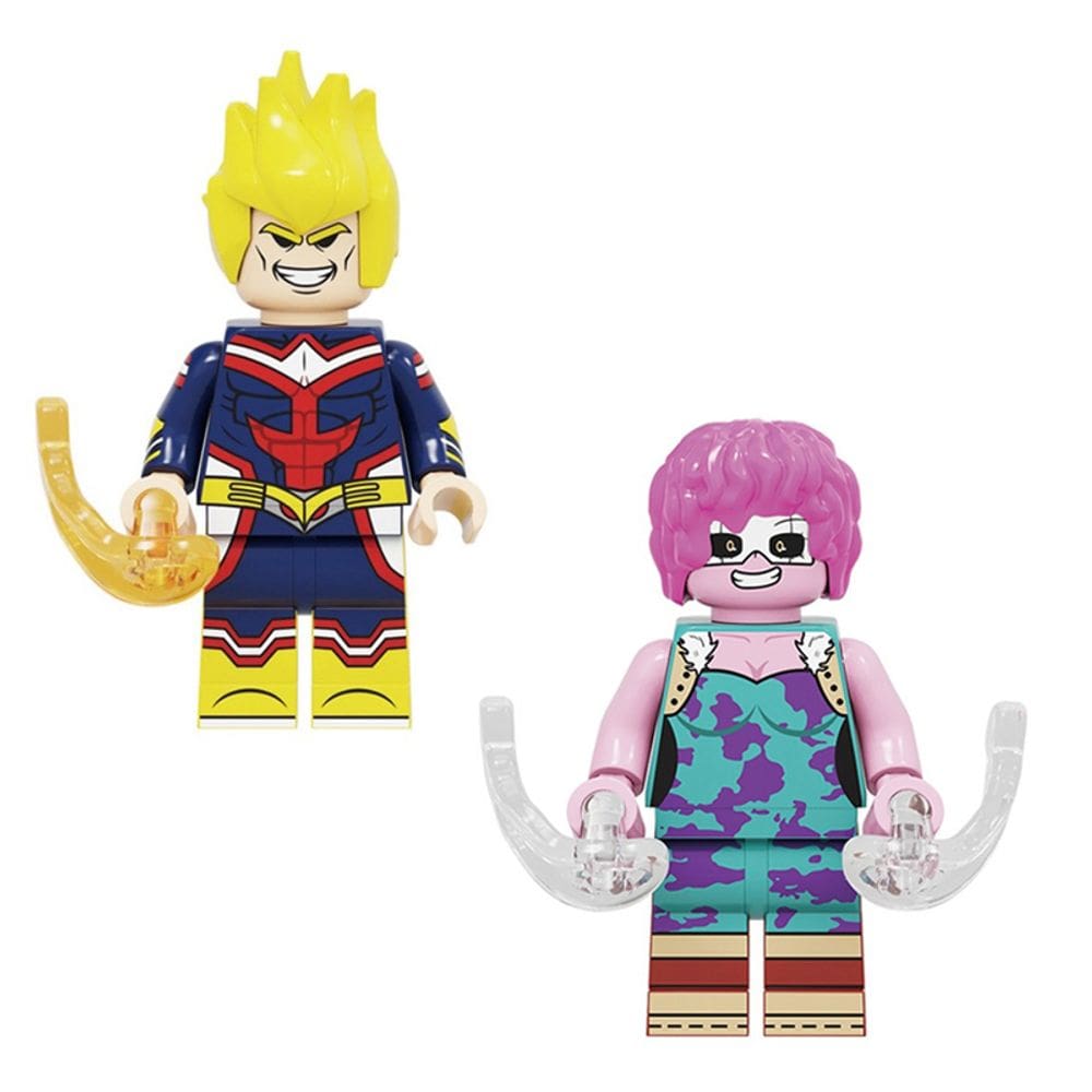 Kit 2 Bonecos My Hero Academia All Might Mina Anime Blocos De Montar