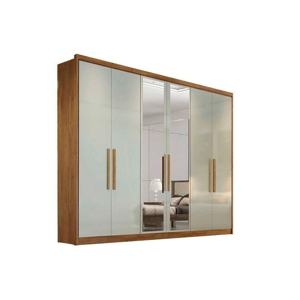 Guarda Roupa Casal 6 Portas (2 C/ Espelho) E 6 Gavetas Rizon/linea Cumaru/fendi 25 - Novo Horizonte