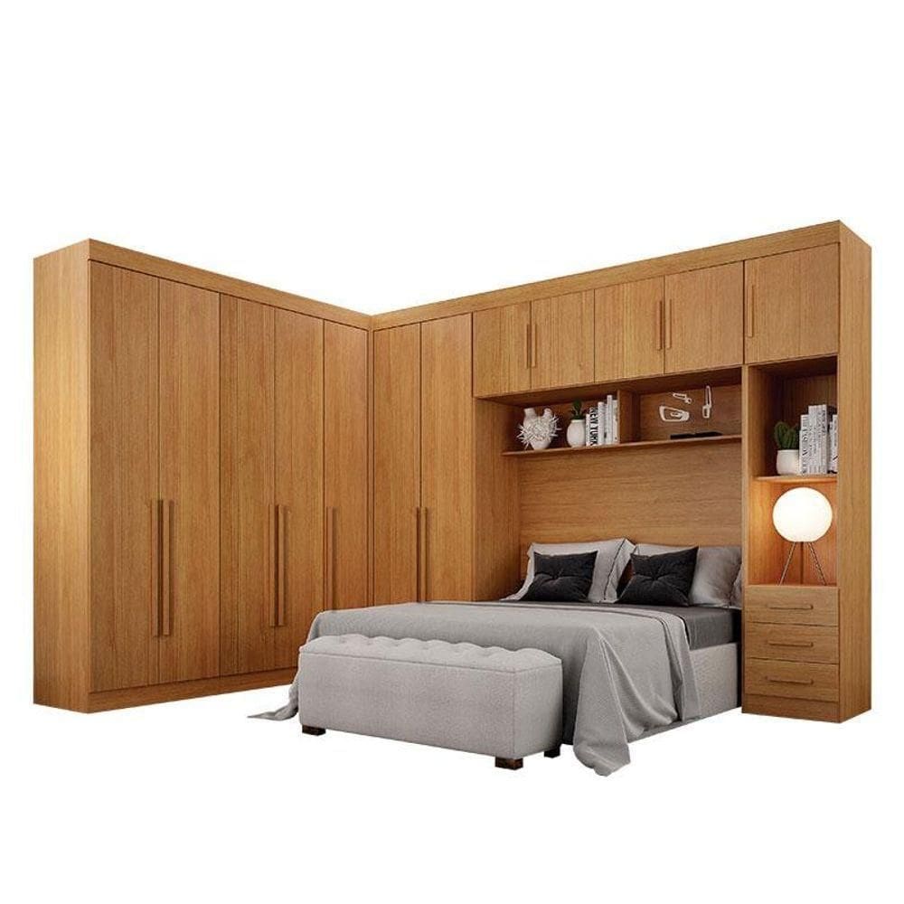 Quarto De Casal Modulado 12 Portas Orion Cinamomo - Leifer Móveis
