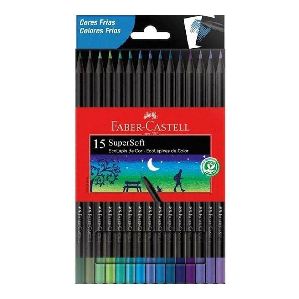 Lápis De Cor Ecolápis Supersoft 120715softcf 15 Cores Frias - Faber Castell