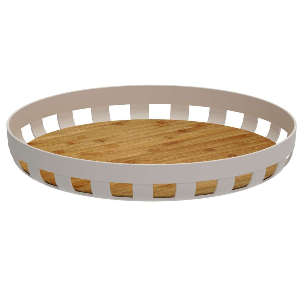 Bandeja de Servir Redonda Lume Bege 35cm - Ou