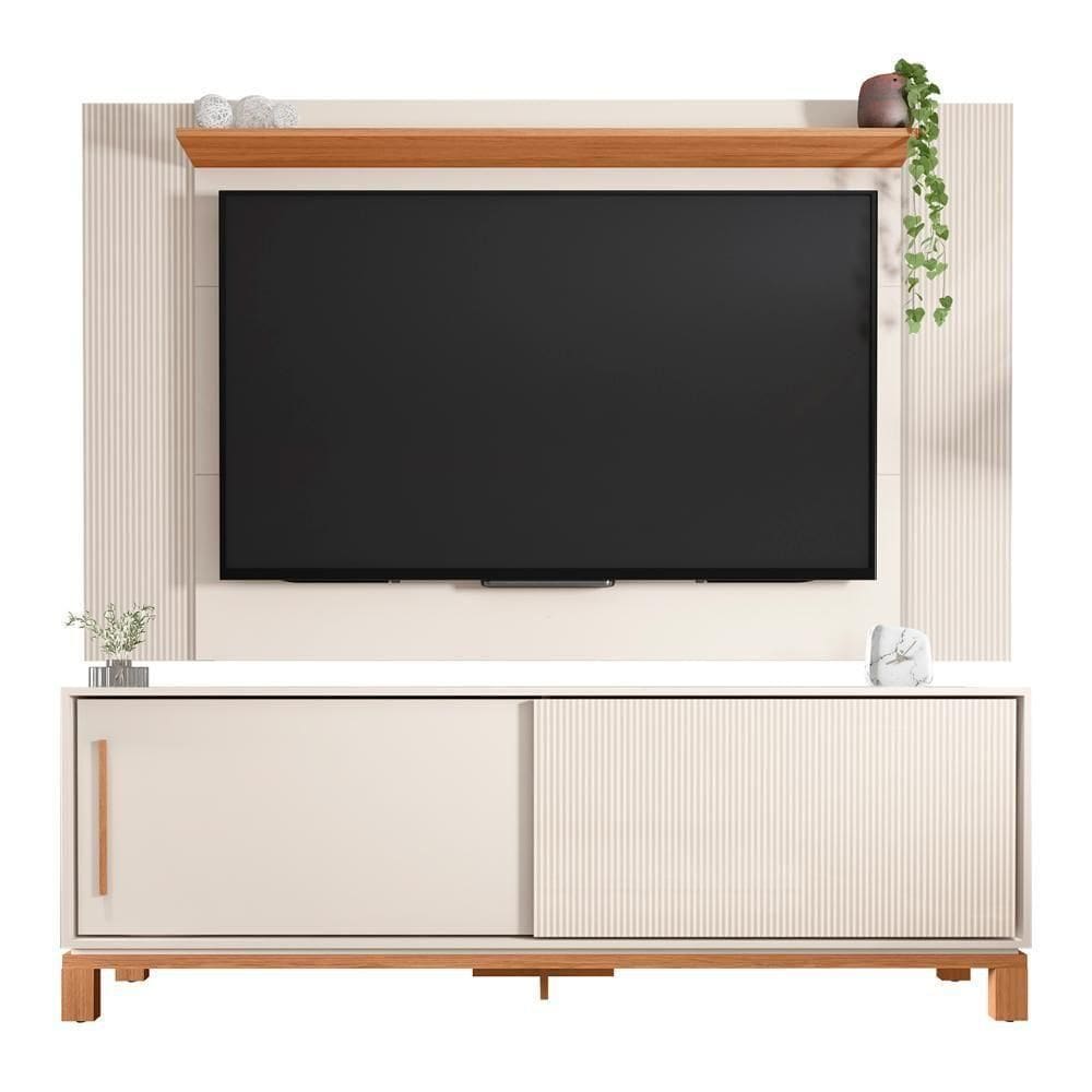 Painel Para Tv 65 Pol E Rack Bancada 180cm Lucca Off/freijó C01 - Mpozenato
