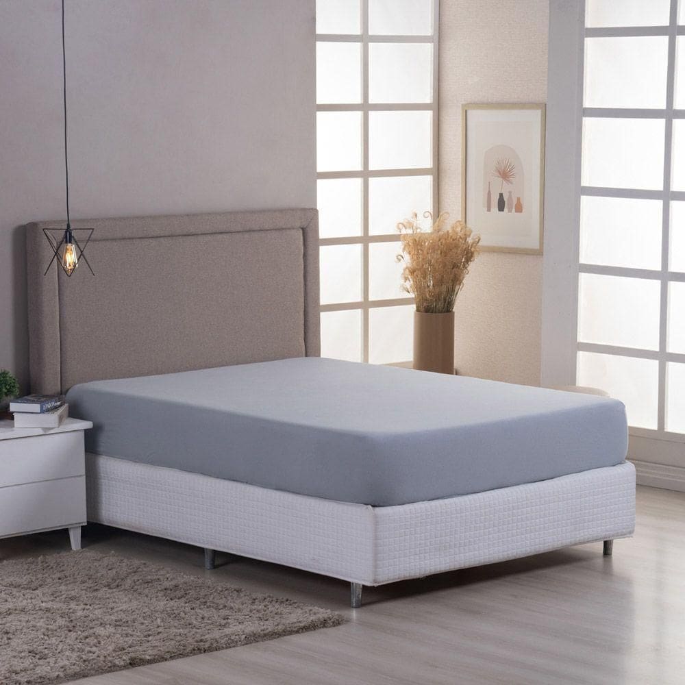 Lençol De Baixo Minimal Solteiro Avulso Com Elástico 01 Peça Malha 100% Algodão - Cinza