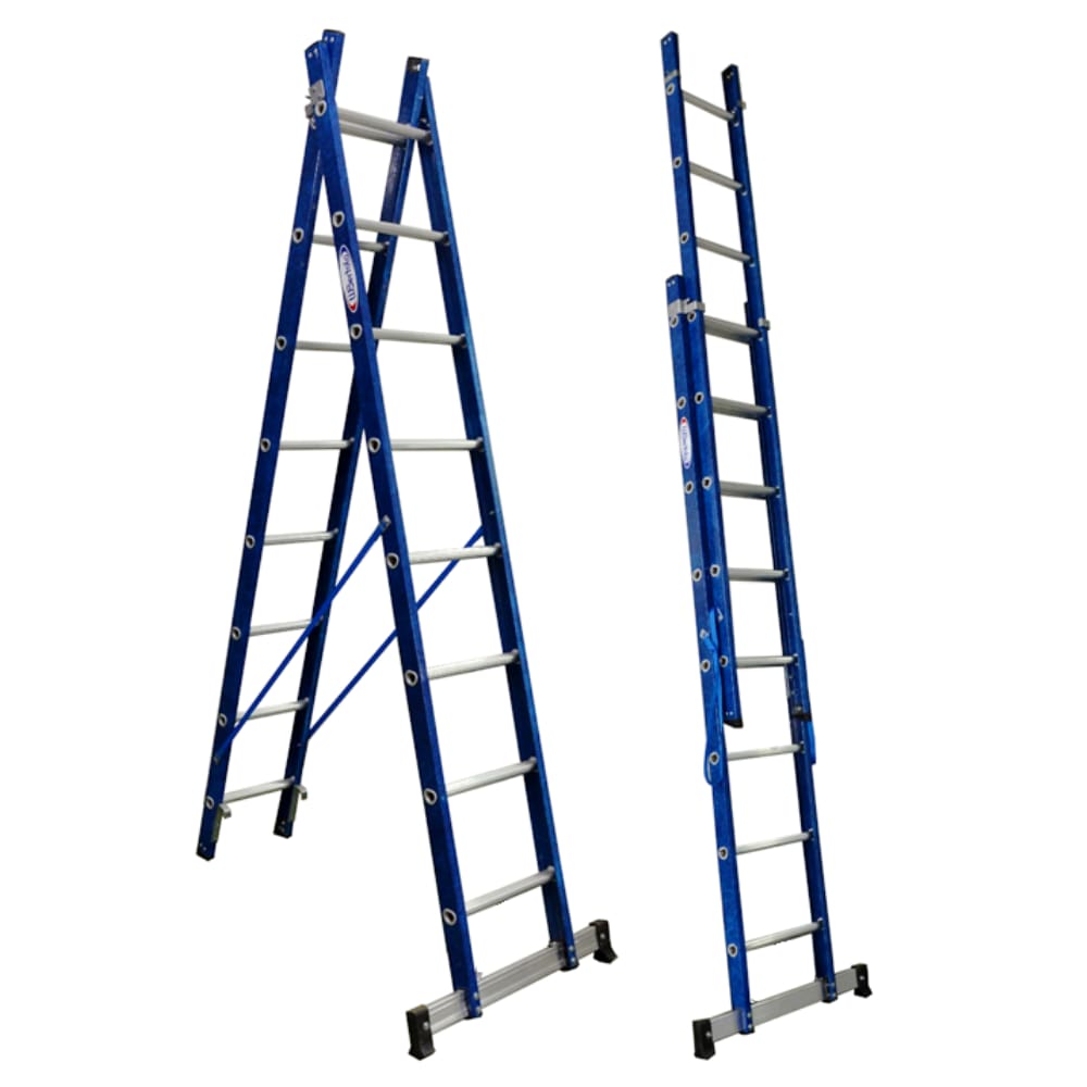 Escada de Alumínio e Fibra Tesoura Extensível Premium 2,80×5,00m 9×16 Degraus 120kg W.Bertolo