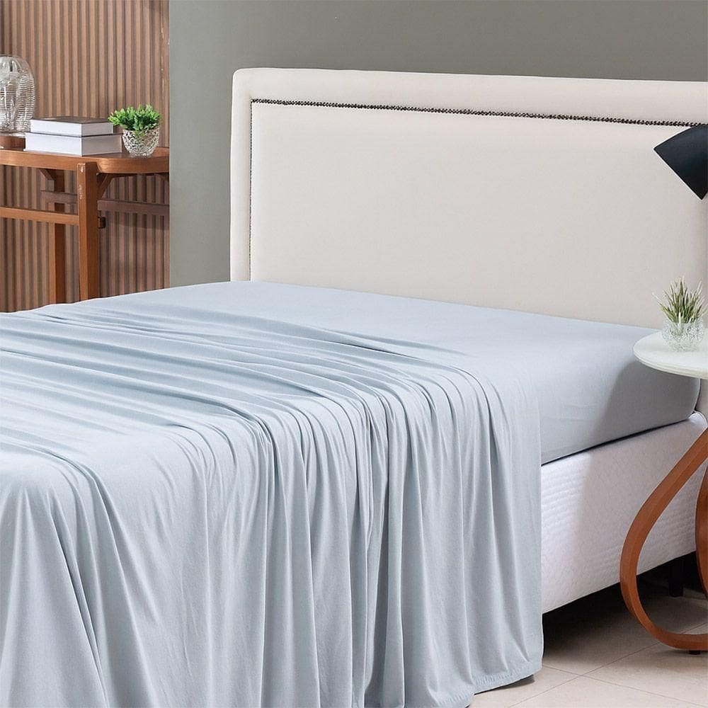 Lençol De Cima Avulso Minimal Liso Solteiro 01 Peça Malha 100% Algodão - Cinza