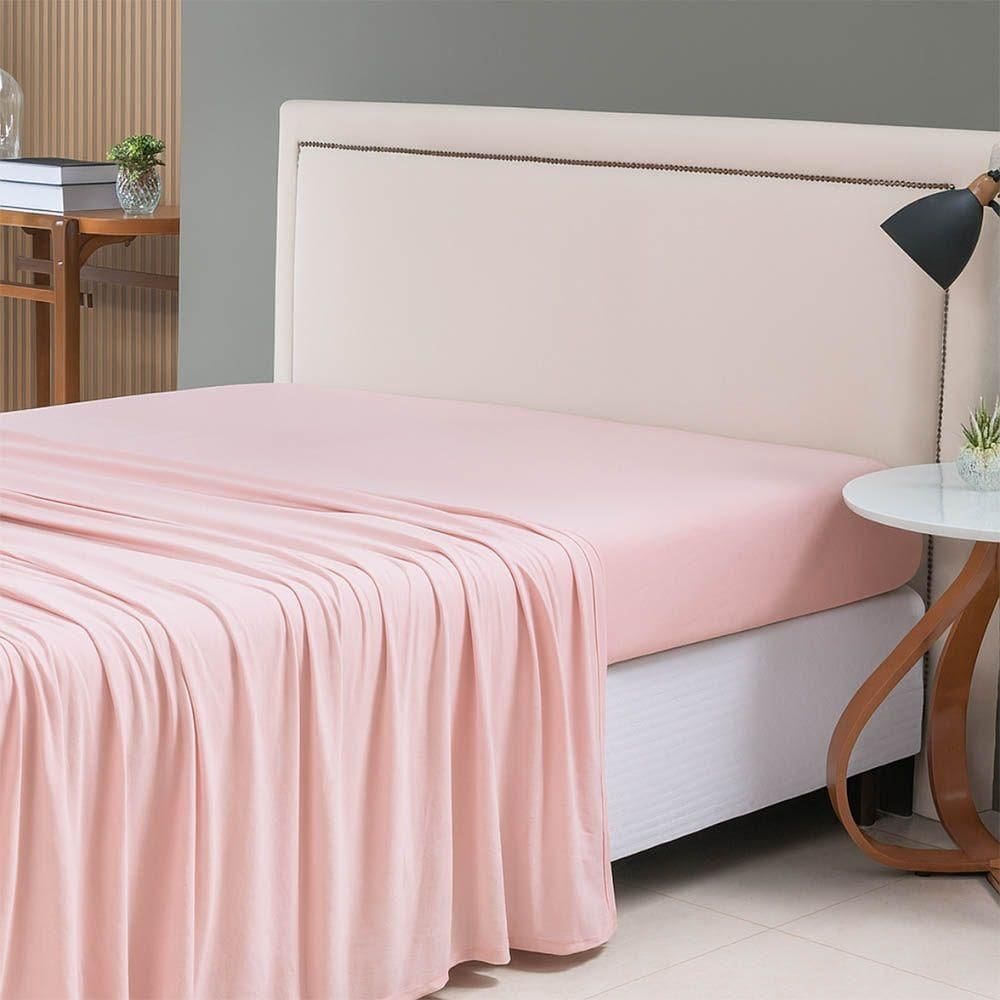 Lençol De Cima Avulso Minimal Liso Solteiro 01 Peça Malha 100% Algodão - Rose