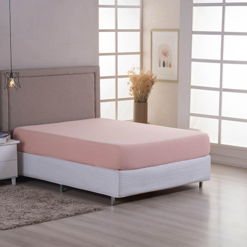 Lençol De Baixo Minimal King Avulso Com Elástico 01 Peça Malha 100% Algodão - Salmão