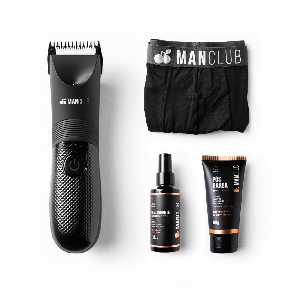 MANCLUB Kit Prepara: O Desmatador + Pós-Barba das Joias + Desodorante das Joias + Cueca Boxer