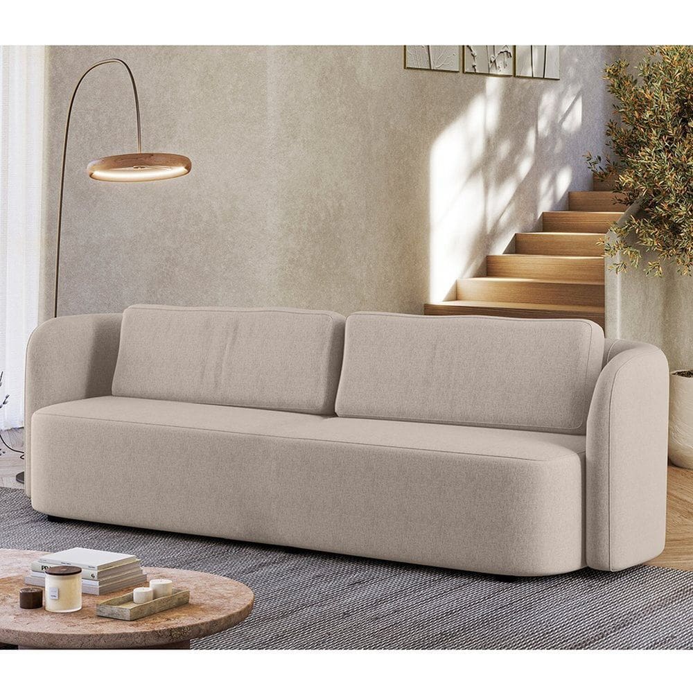 Sofá Living Orgânico Curvo 3 Lugares 200cm Castries Espresso Móveis Linhão Marrom Claro