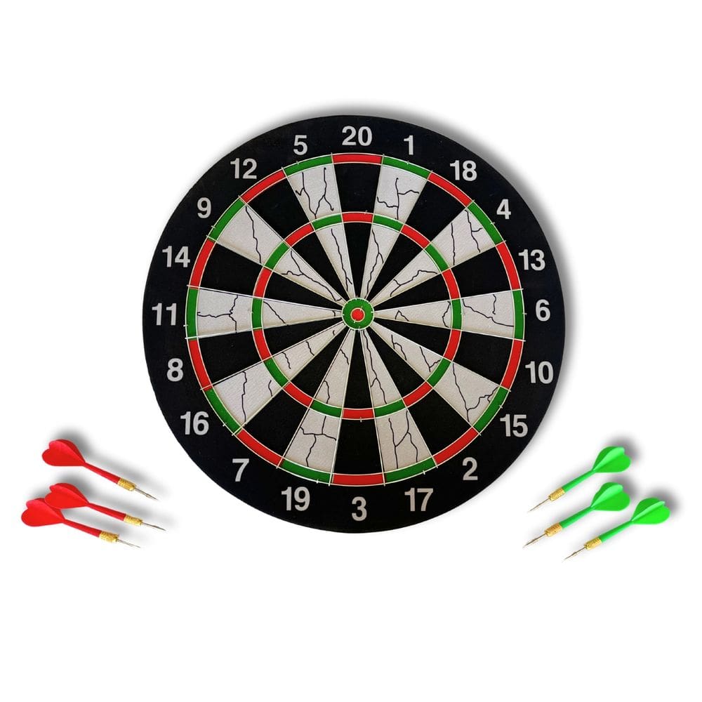 Jogo de Dardos Dupla Face Alvo 43 cm Flocado + 6 Dardos