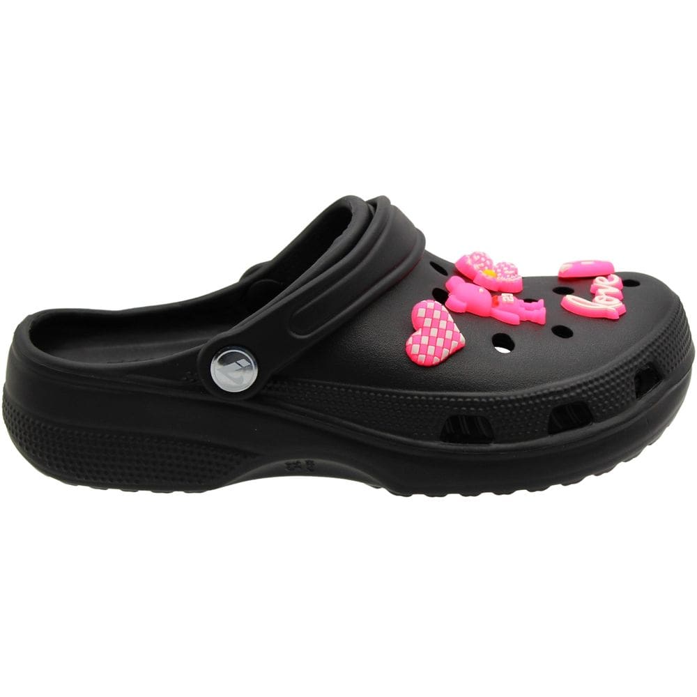 Clog Feminino Largo Yvate Bottons Enfeites Removíveis Confortável