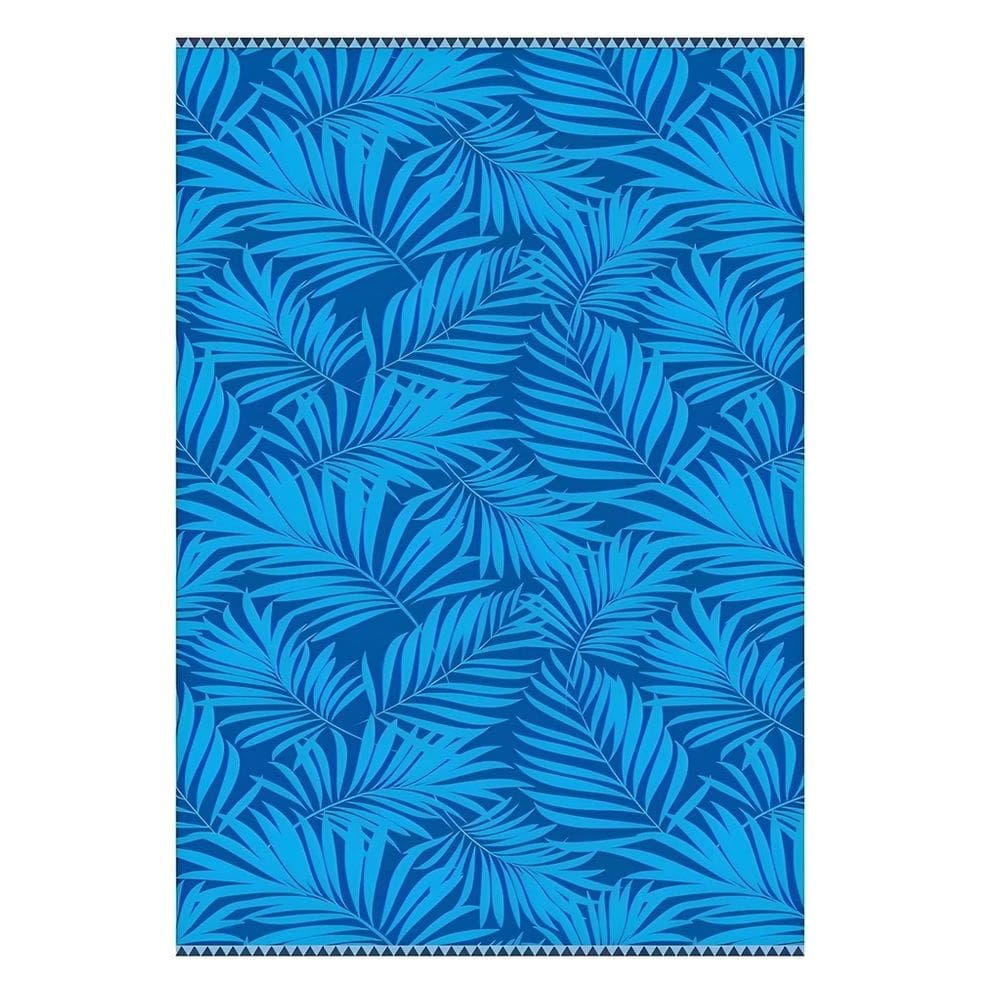 Toalha Gigante De Praia Piscina Dohler 100 % Algodão Aveludada 86cmx1,62m Iris Folhas Azul