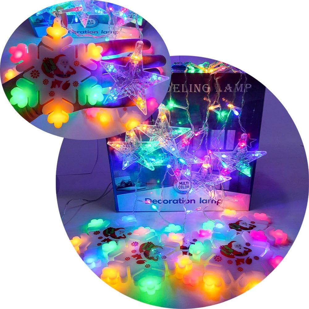Pisca Cascata Flocos Natal 80 Lâmpadas LEDs Colorido 220v 3M