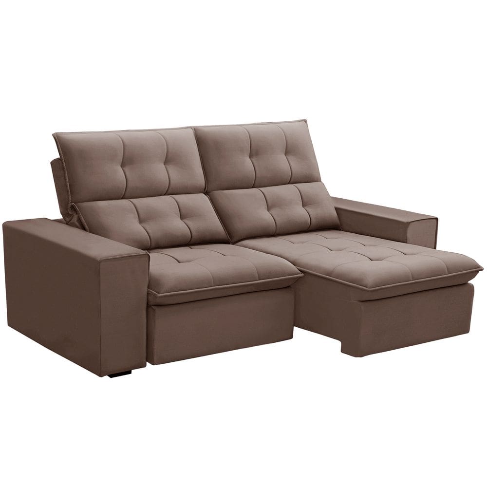 Sofá Retrátil Reclinável Para Sala 3 Lugares 210cm Vincent F04 Veludo Rosê - Lyam Decor
