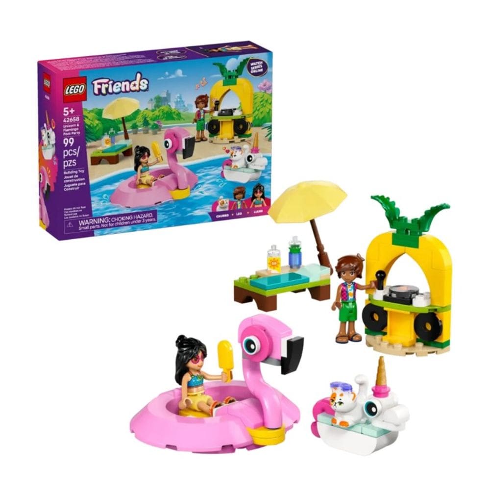 Lego Friends Festa na Piscina com Unicórnio e Flamingo - 42658
