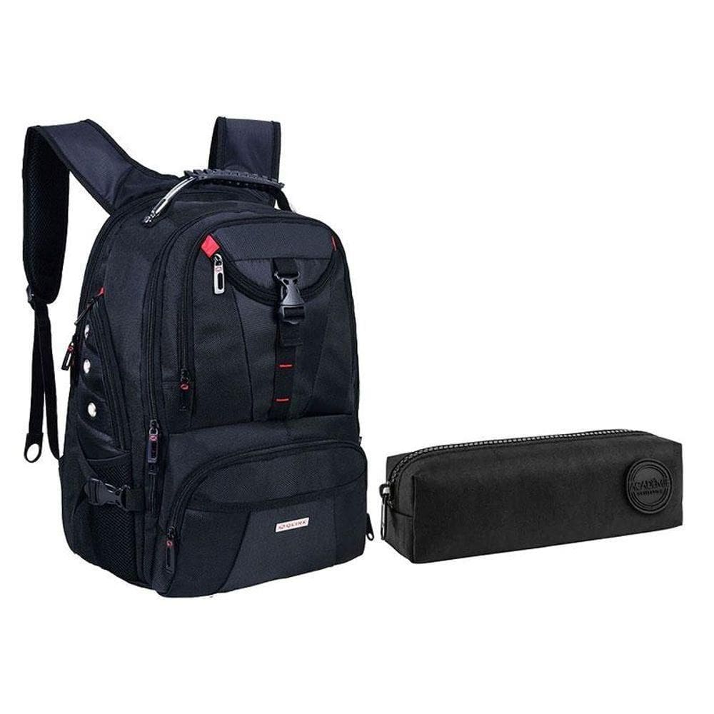 Kit Mochila Escolar Notebook Sbdx-2063 E Estojo Académie Preto - Fuseco
