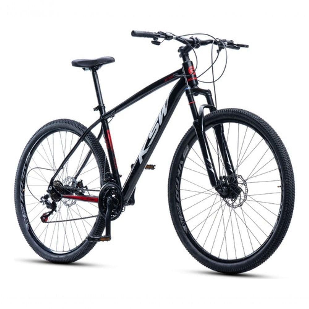Bicicleta Aro 29 Ksw 24 Vel Shimano Alumínio Freio Disco Xlt100 Mtb Preto/vermelho/branco 19