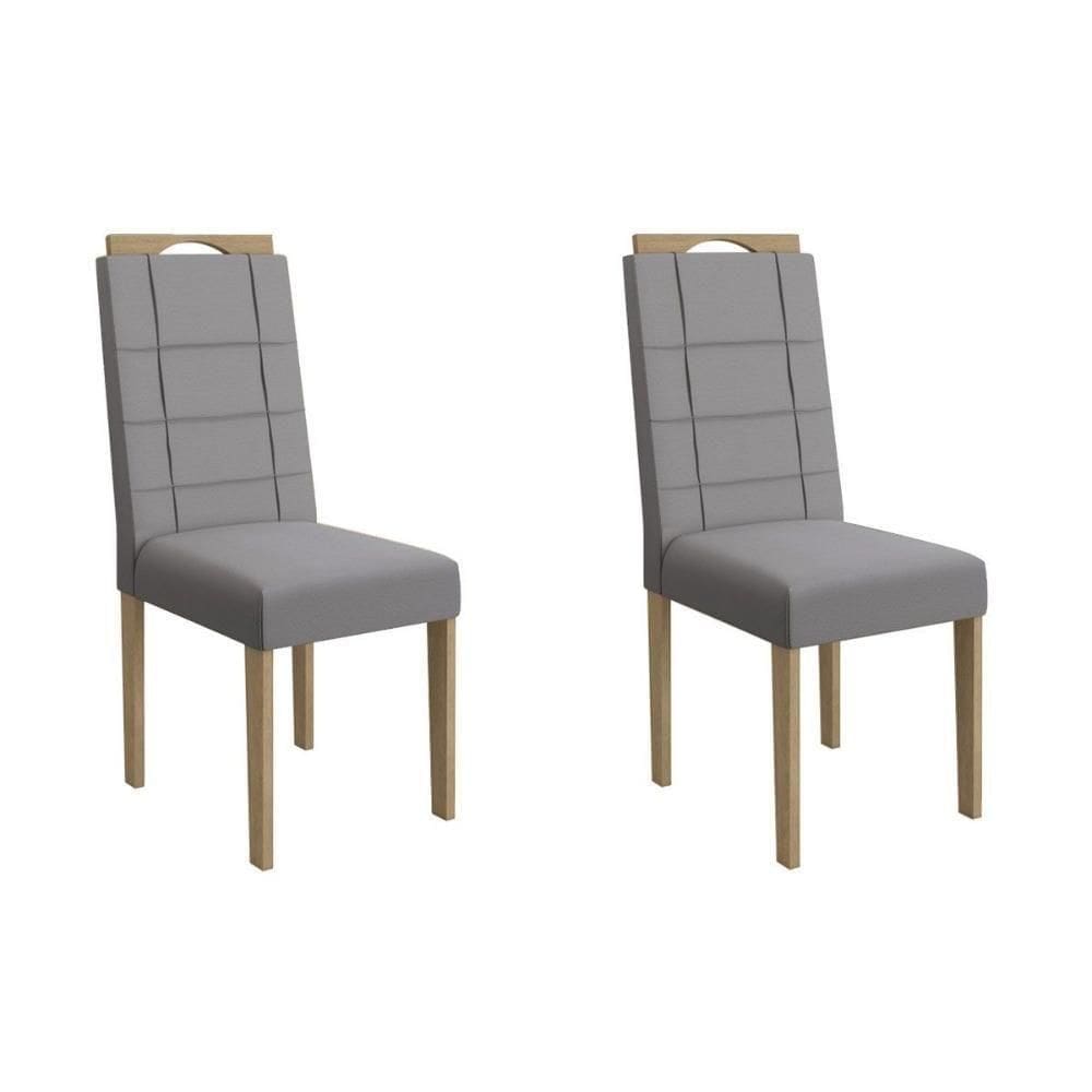Cadeira Sala De Jantar Flora 2cad150 Madeirado Kit 2 Un Carvalho/suede Cinza - Kappesberg
