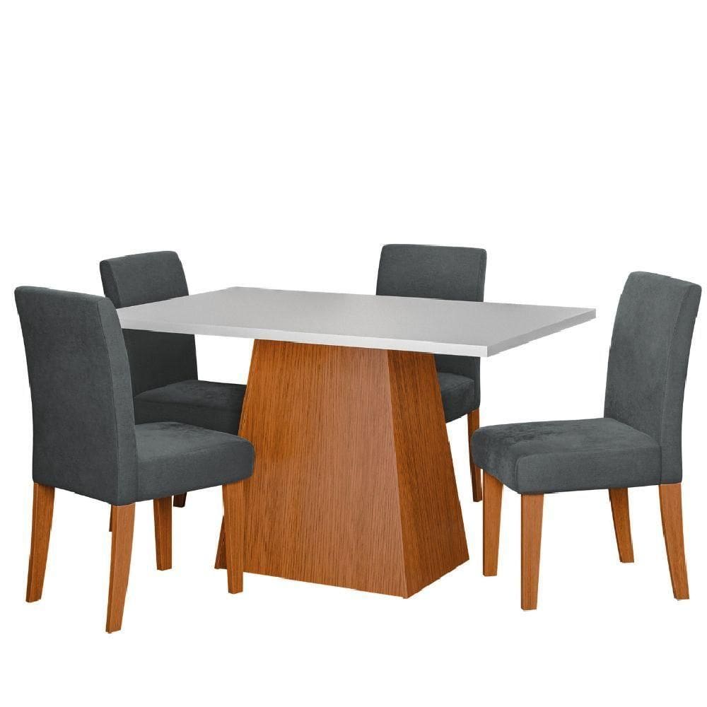 Conjunto Sala De Jantar Mesa Trento 4 Cadeiras Trieste