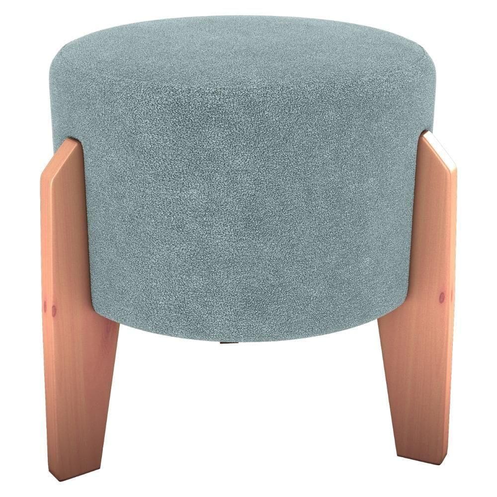 Puff Decorativo Para Sala Luxo 44x44 Cm Boucle F495 Milani Store Azul