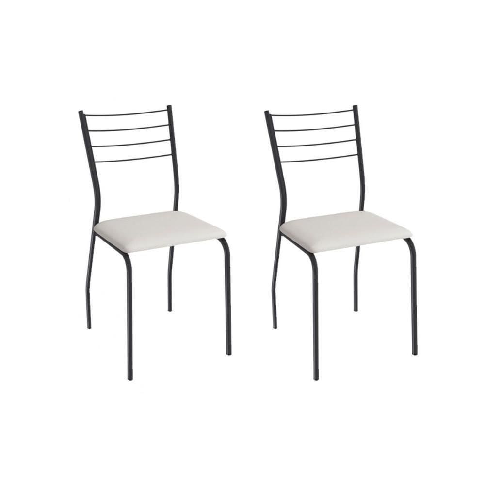 Cadeira Sala De Jantar Malta 2c140prf Aço Kit 2 Un Preto/ano Branco - Kappesberg
