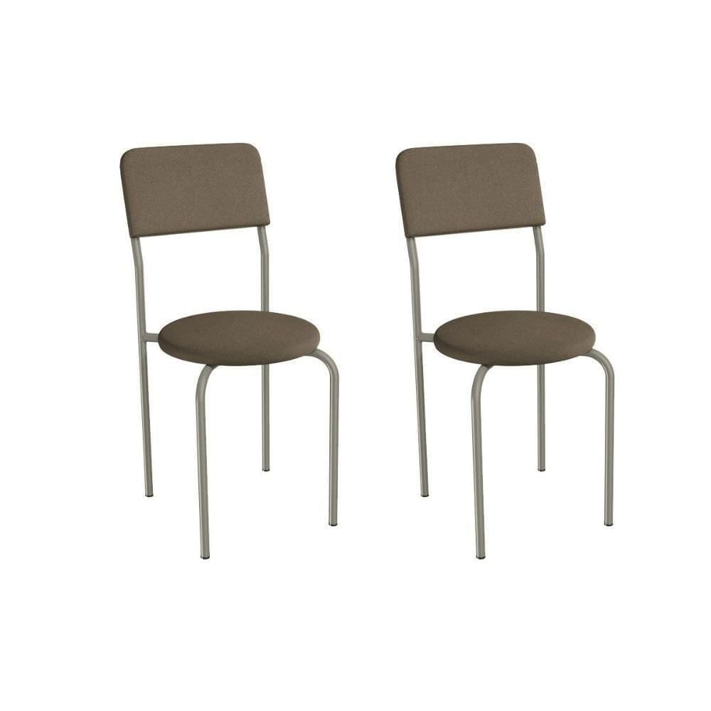 Cadeira Sala De Jantar Mali 2c136nk Aço Kit 2 Un Niquel/suede Cappuccino - Kappesberg
