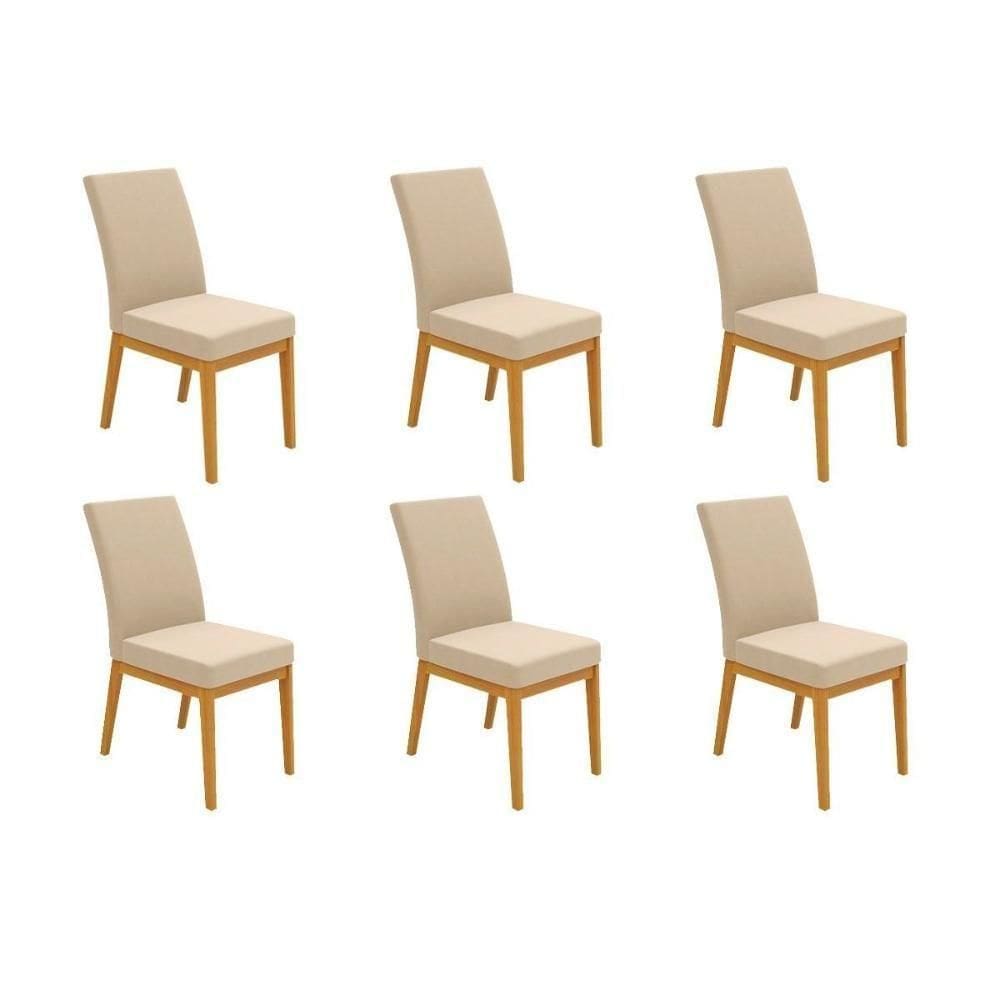 Cadeira Sala De Jantar Isadora Kit 6 Un Ipe/suede Creme - Dj Móveis