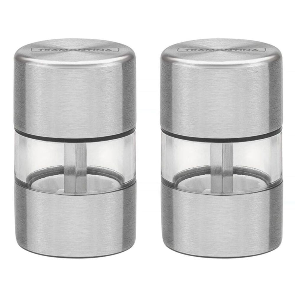 Conjunto Mini 2 Unidades Moedores Realce Sal e Pimenta Aço Inox Tramontina