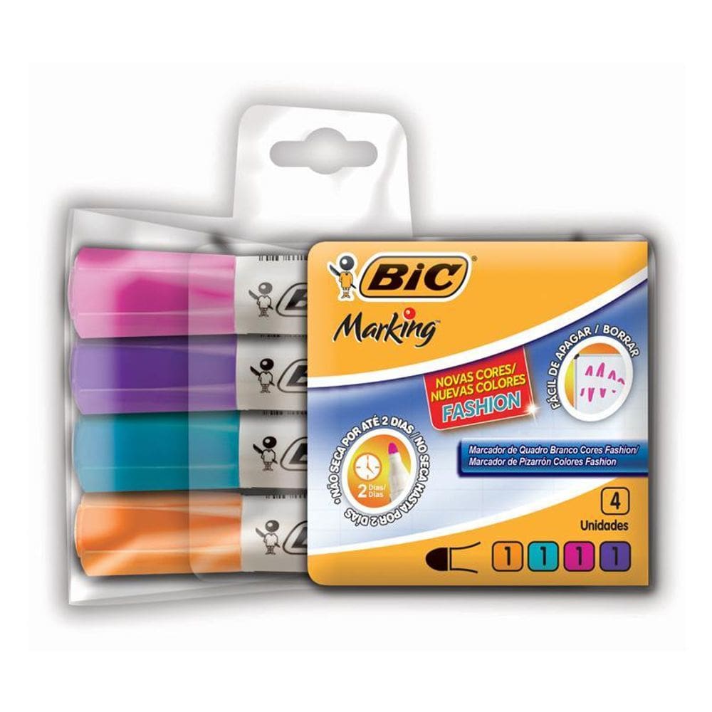 Pincel para quadro branco Fashion com 4 cores 930094 Bic