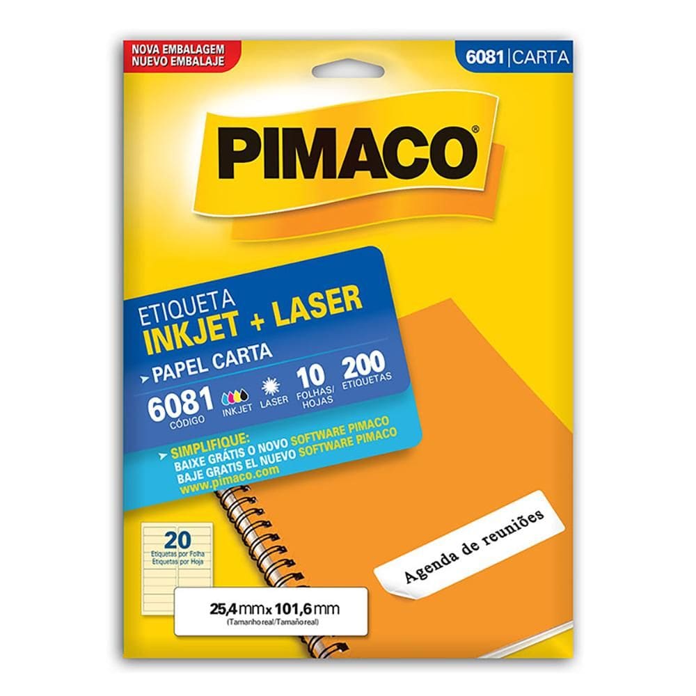 Etiqueta inkjet/laser carta 6081 c/ 10 fls Pimaco