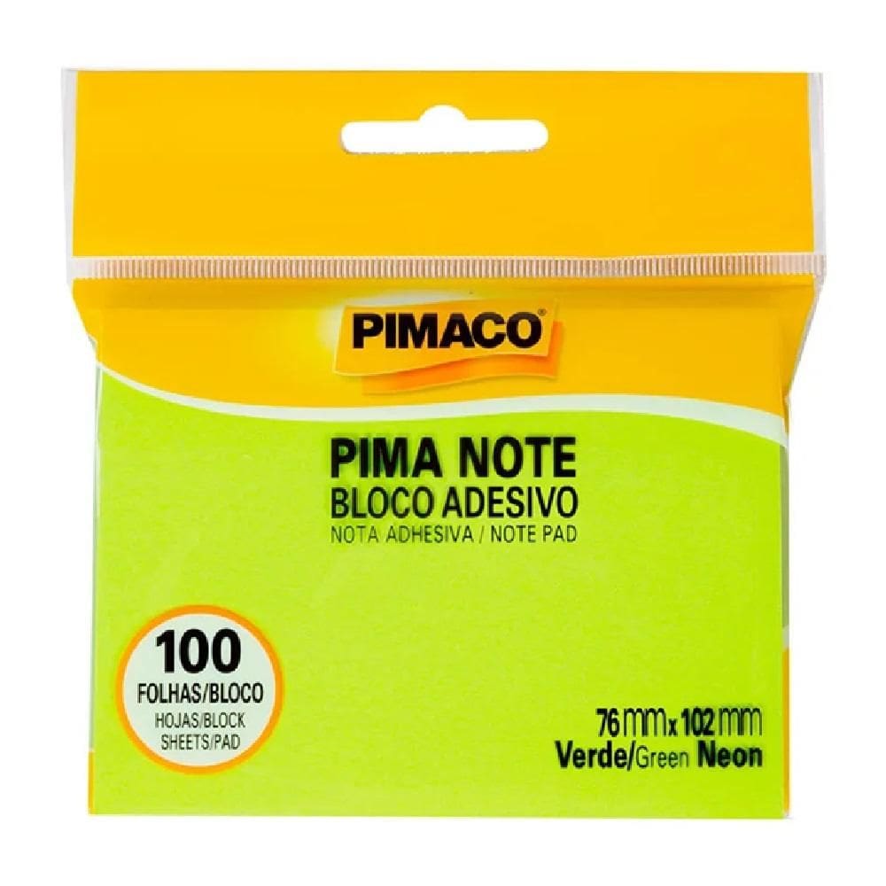 Adesivo Verde Neon 76x102mm 100 fls 970828 Pimaco