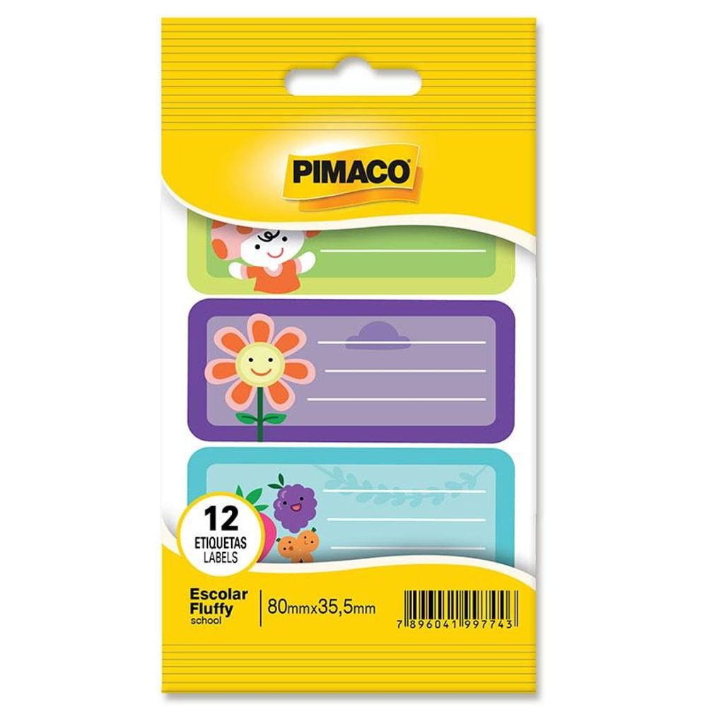 Etiqueta escolar fluffy c/ 12 unidades Pimaco