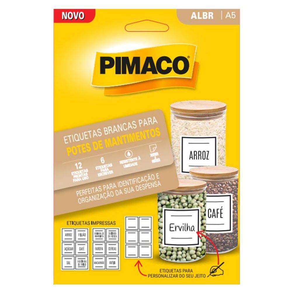 Etiqueta para potes de mantimentos ALBR A5 com 3 fls Pimaco
