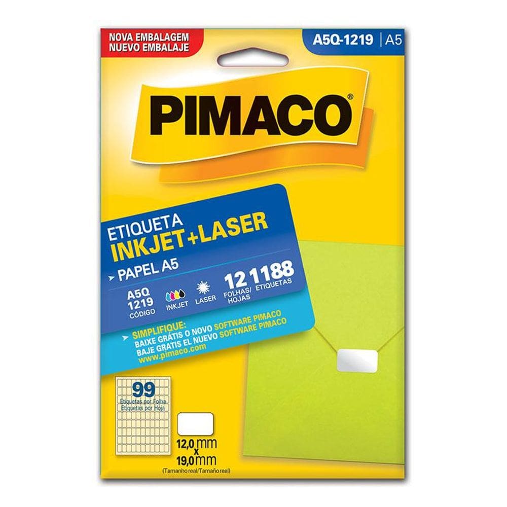 Etiqueta inkjet/laser A5Q1219 c/ 12 fls Pimaco