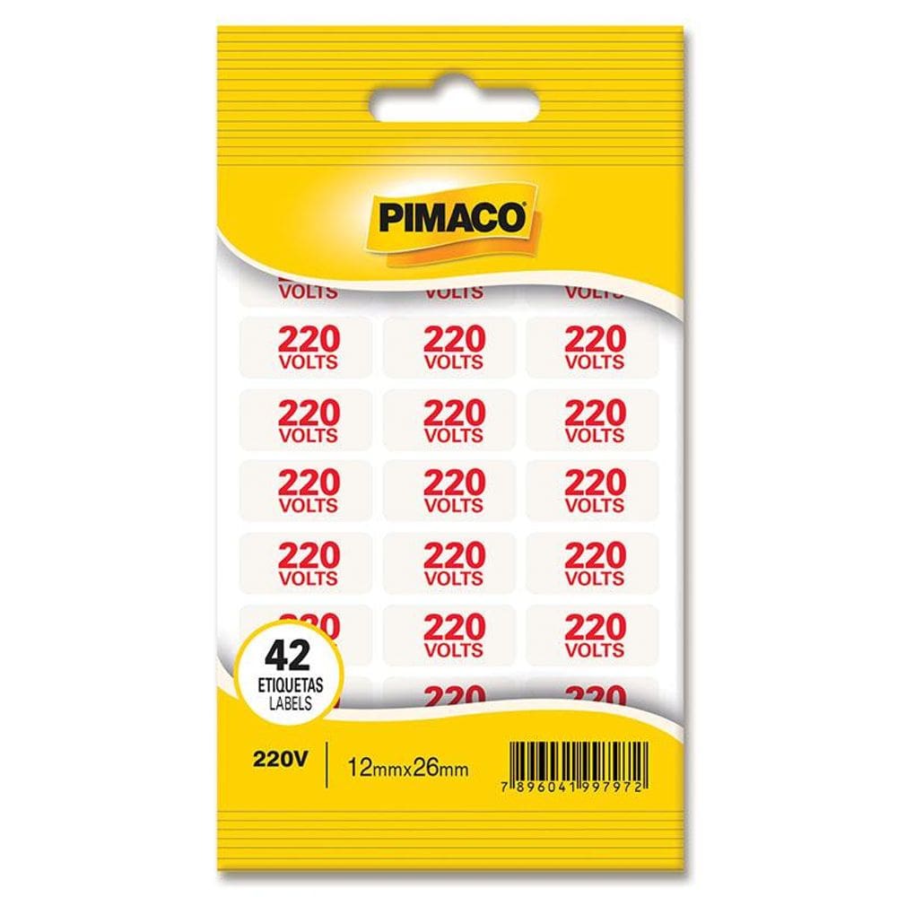 Etiqueta sinalização 220V c/ 2 fls Pimaco