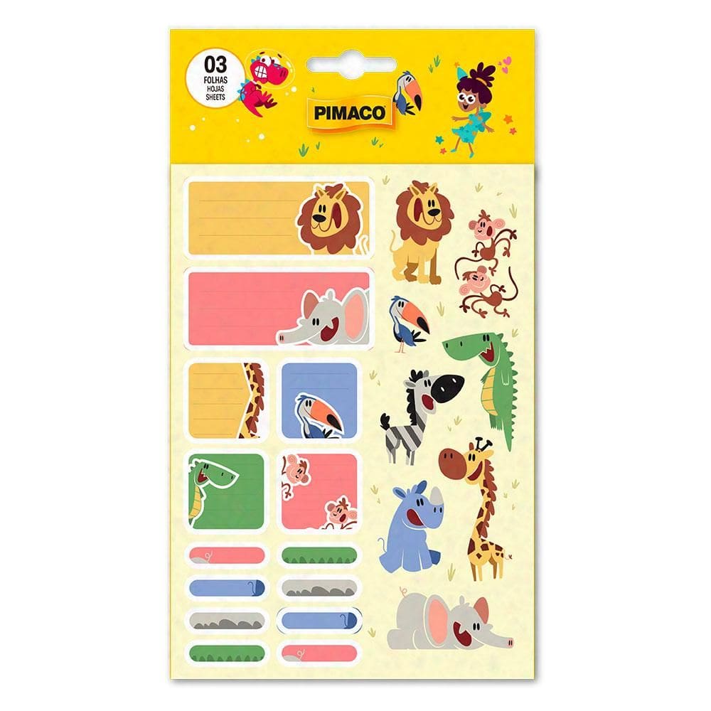 Etiqueta escolar Baby Bichos com 66 unidades - Pimaco