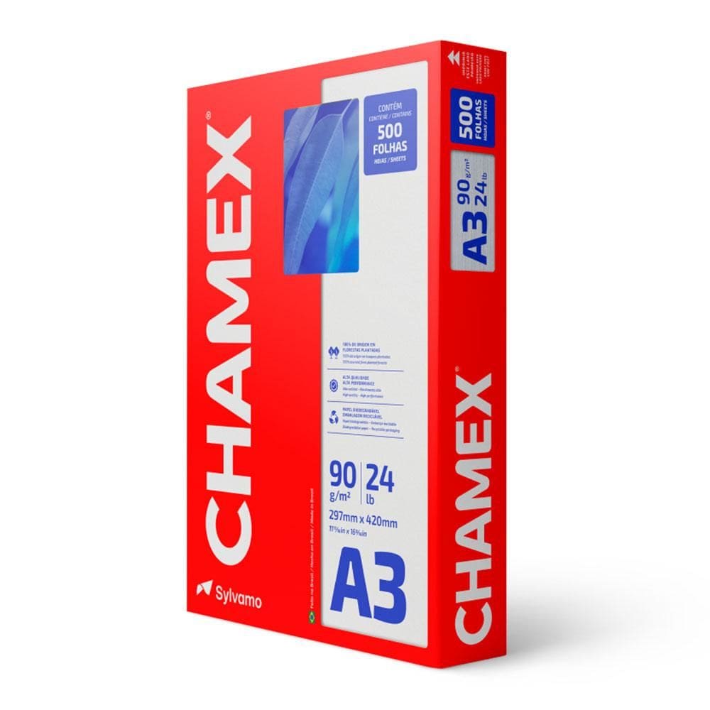 Papel sulfite A3 90g 297x420 com 500 folhas Chamex