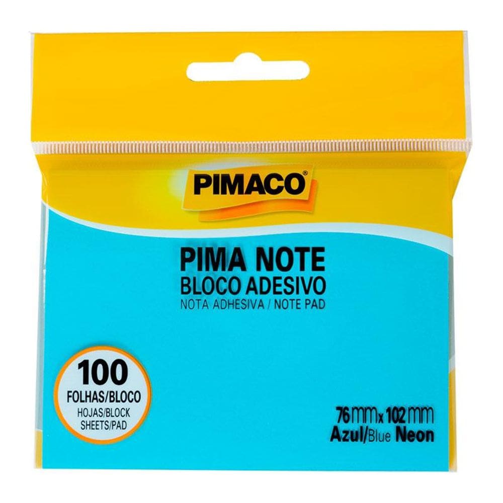 Recado adesivo Azul Neon 76x102mm 100 fls 970827 Pimaco
